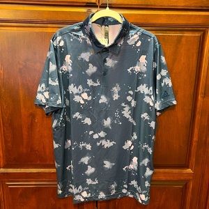 NWT Adidas, Men’s Large Golf Polo Shirt, Navy Splat Print